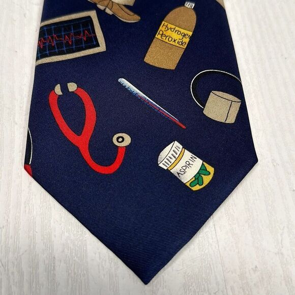 Save the Children Navy Blue Cassandra My Favorite Doctor Silk Necktie Tie NEW - Picture 2 of 6